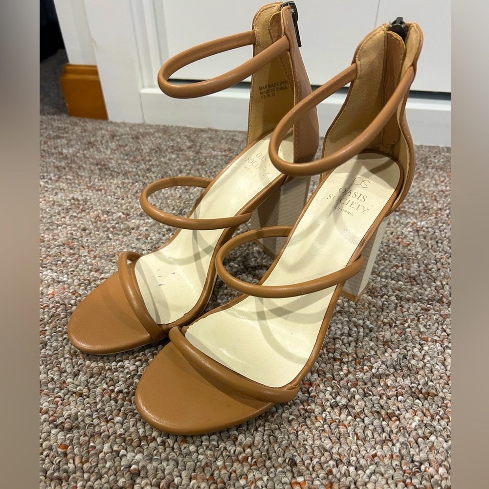Tan strap heels